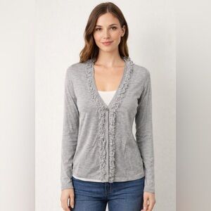 Elie Tahari 100% merino wool Knit Sweater with fringe details